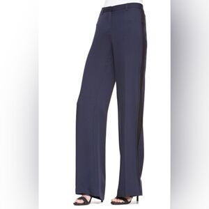 Theory Womens Size 00 Hariya Georgette Tuxedo Wide Pants‎ Navy Blue Black Stripe